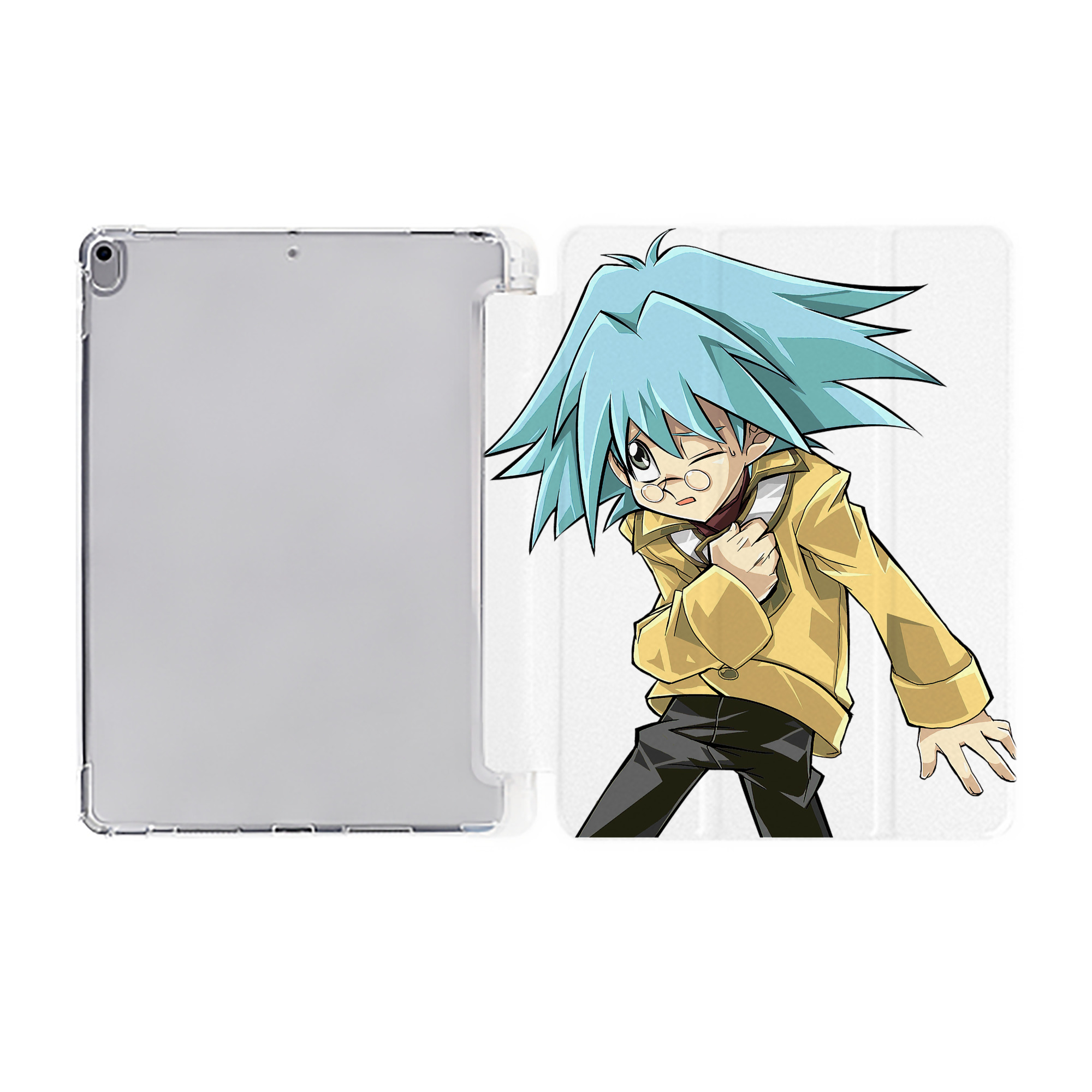 （画像用） 遊☆戯☆王 Yu-Gi-Oh! IPad ケース ペン収納付き 三つ折りスタンド PUレザー×シリコン 対応機種9.5/10.5/10.9インチ